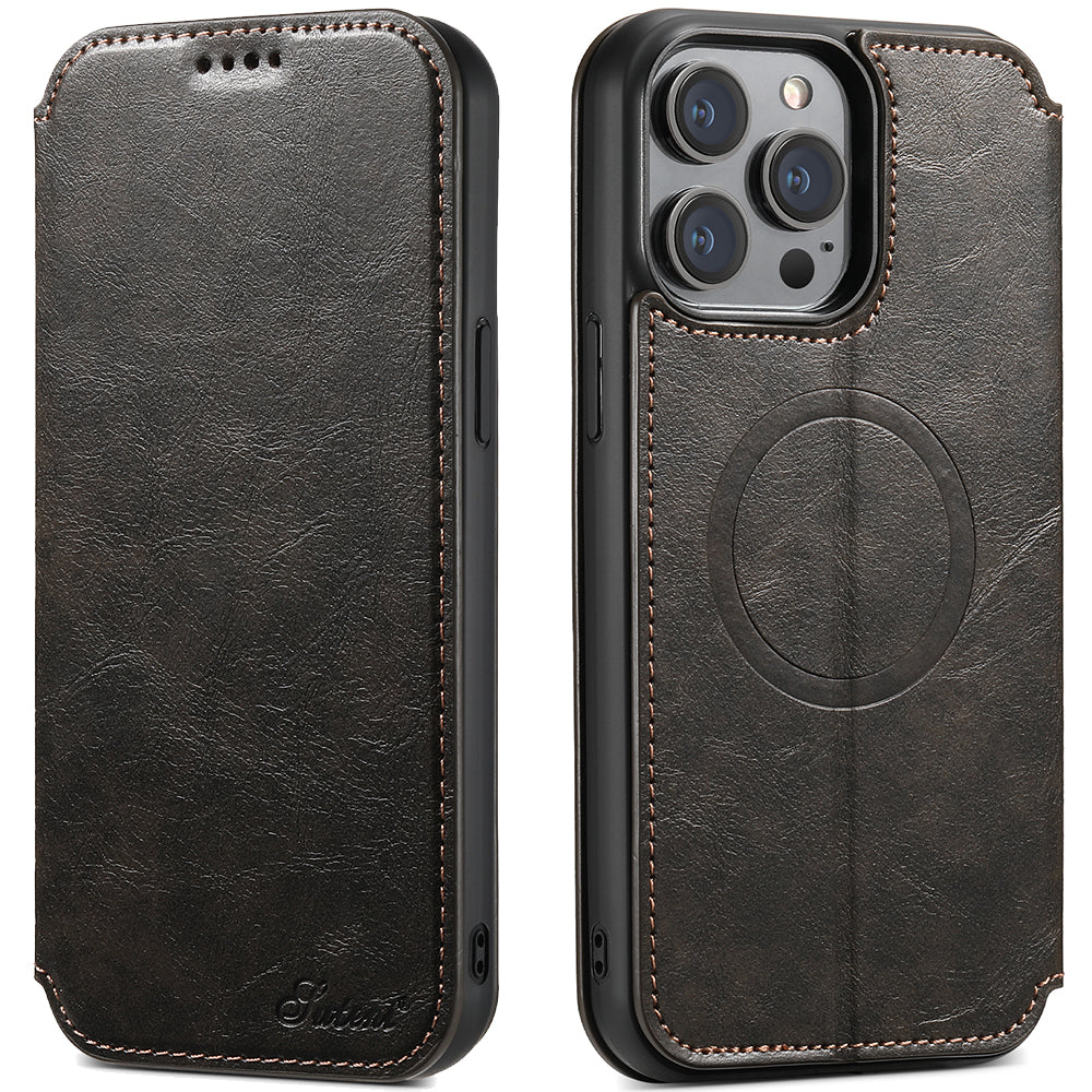 SUTENI J05 til iPhone 13 Pro Max telefoncover, kompatibel med MagSafe PU-læderstander Wallet Cover SUTENI J05 til iPhone 13 Pro Max telefoncover, kompatibel med MagSafe PU-læderstander Wallet Cover